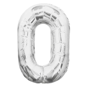 Silver Number 0 Shaped Foil Balloon (34"")