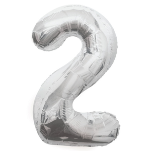 Silver Number 2 Shaped Foil Balloon (34"")