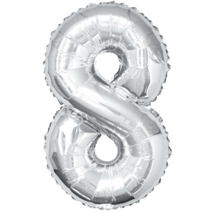Silver Number 8 Shaped Foil Balloon (34"")