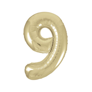 Gold Number 9 Shaped Foil Balloon (34"")