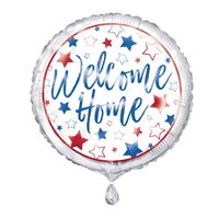 Red White Blue Welcome Home Round Foil Balloon - (18")