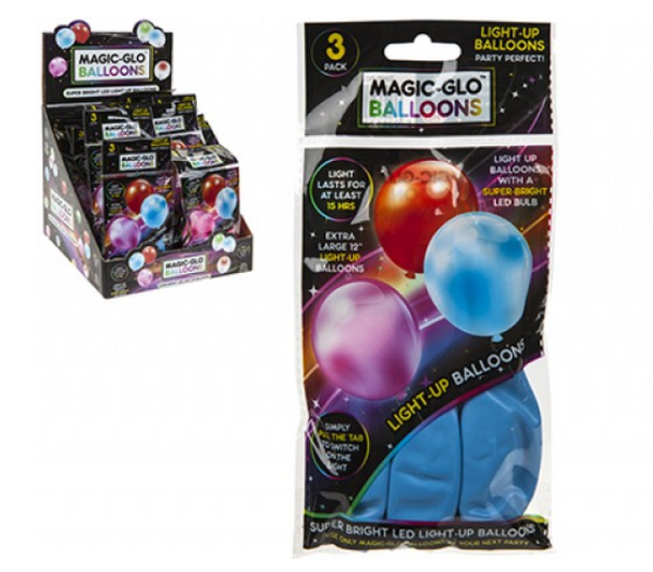 SOLID COLORED LIGHT UP BALLOONS 5 ASSORTED