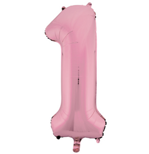 Lovely Pink Number 1 Shaped Foil Balloon 34"" Packaged