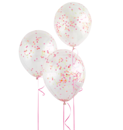 Clear Latex Balloons with Neon Confetti 12" (6 Pack)