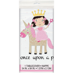 Pink Princess & Unicorn Rectangular Plastic Table Cover (54"x84")
