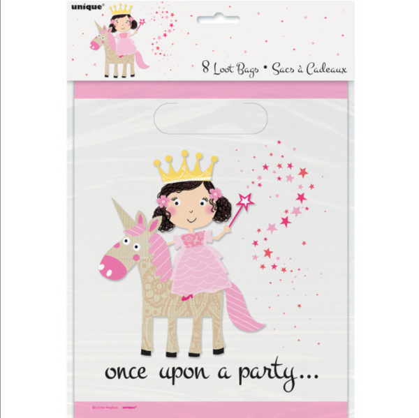 Pink Princess & Unicorn Loot Bags (8 Pack)