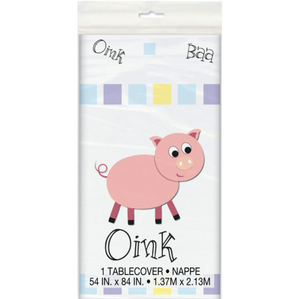 Pastel Farm Animals Rectangular Plastic Table Cover (54"x84")