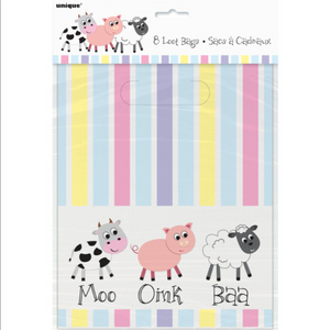 Pastel Farm Animals Loot Bags (8 Pack)