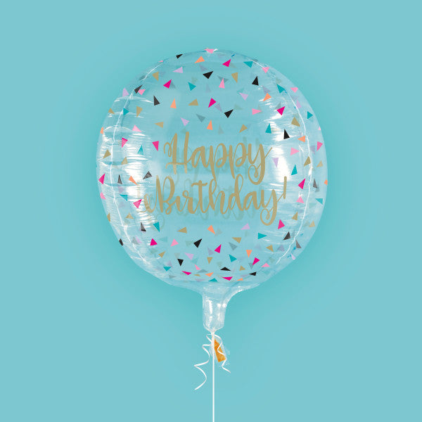 Colorful Birthday Printed Clear Sphere Helium Balloon (15”)