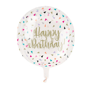 Colorful Birthday Printed Clear Sphere Helium Balloon (15”)