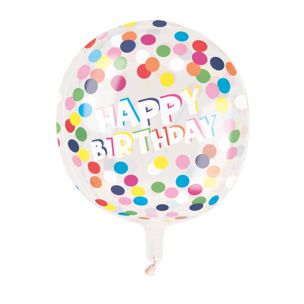Polka Dot Birthday Printed Clear Sphere Helium Balloon (15”)