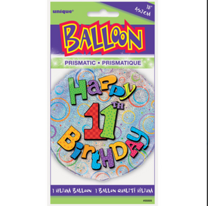 Age 11 Birthday Prism Round Foil Balloon (18" )