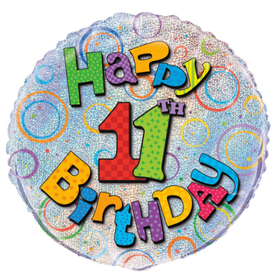 Age 11 Birthday Prism Round Foil Balloon (18" )