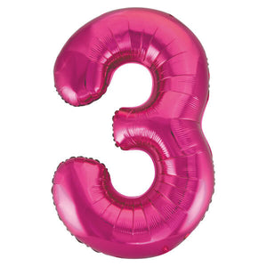 Pink Number 3 Shaped Foil Balloon (34"")