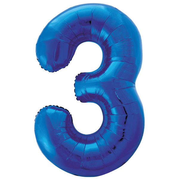 Blue Number 3 Shaped Foil Balloon (34"")