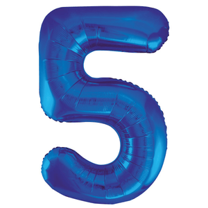 Blue Number 5 Shaped Foil Balloon (34"")