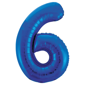 Blue Number 6 Shaped Foil Balloon (34"")