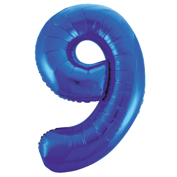Blue Number 9 Shaped Foil Balloon (34"")