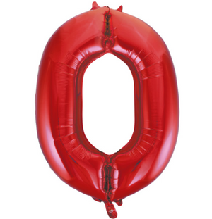 Red Number 0 Shaped Foil Balloon (34"")