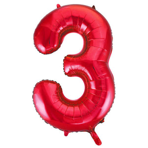Red Number 3 Shaped Foil Balloon (34"")