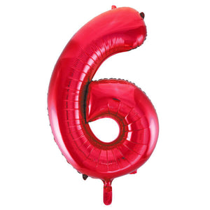Red Number 6 Shaped Foil Balloon (34"" )