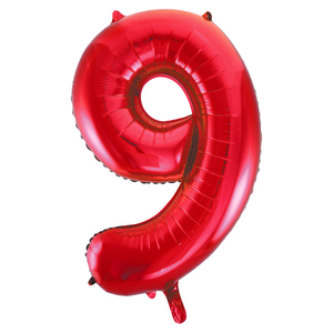 Red Number 9 Shaped Foil Balloon (34"")