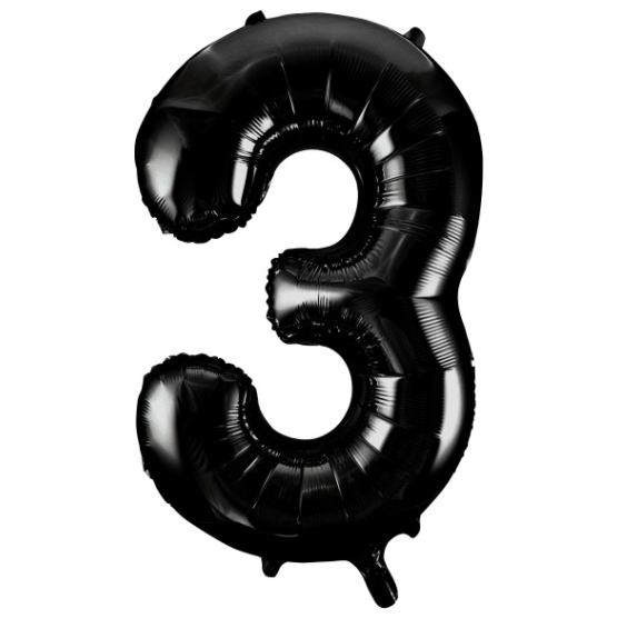 Black Number 3 Shaped Foil Balloon (34")