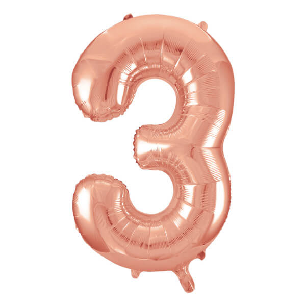 Rose Gold Number 3 Shaped Foil Balloon (34"")