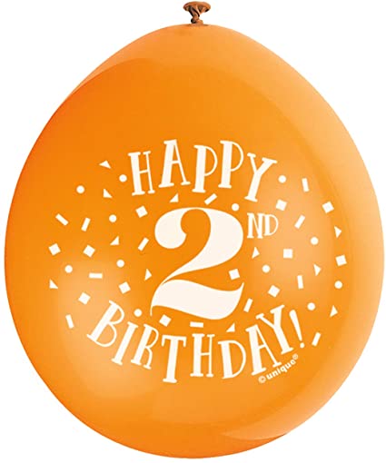 Happy 2nd Birthday 9" Latex Balloons (10 Pack)