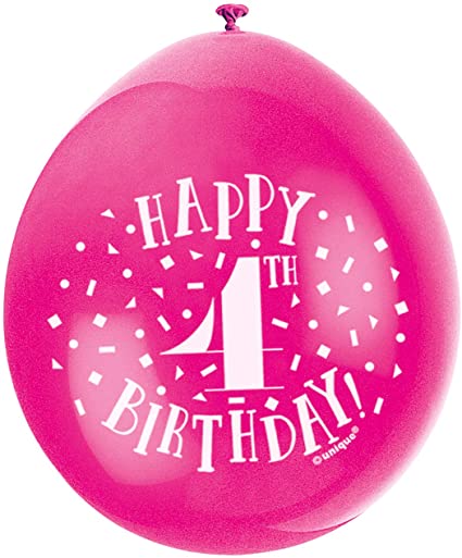 Happy 4th Birthday 9" Latex Balloons (10 Pack)