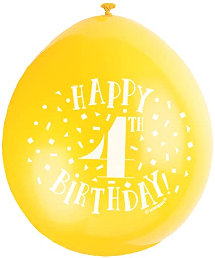 Happy 4th Birthday 9" Latex Balloons (10 Pack)