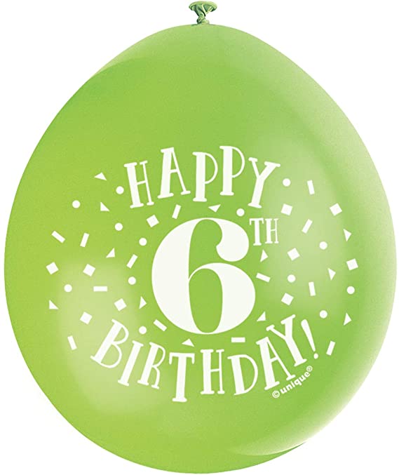 Happy 6th Birthday 9" Latex Balloons (10 Pack)