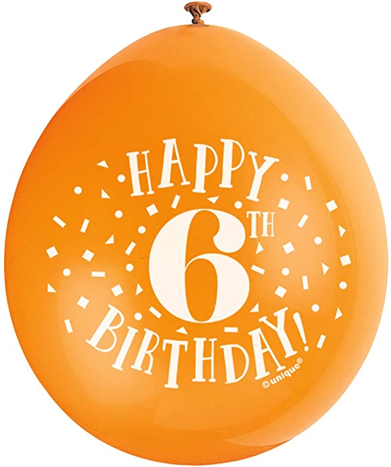 Happy 6th Birthday 9" Latex Balloons (10 Pack)