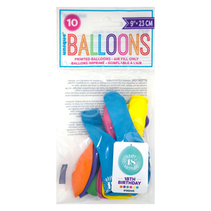 Happy 18th Birthday 9" Latex Balloons (10 Pack)