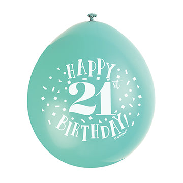 Happy 21st Birthday 9" Latex Balloons (10 Pack)