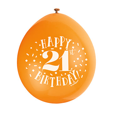 Happy 21st Birthday 9" Latex Balloons (10 Pack)