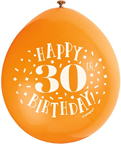 Happy 30th Birthday 9" Latex Balloons (10 Pack)