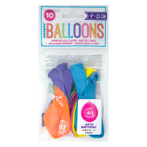 Happy 40th Birthday 9" Latex Balloons (10 Pack)