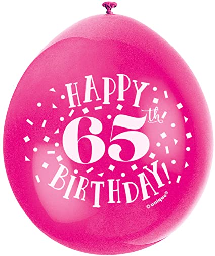 Happy 65th Birthday 9" Latex Balloons (10 Pack)