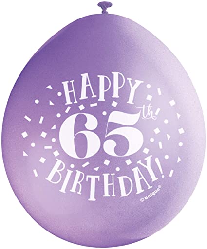 Happy 65th Birthday 9" Latex Balloons (10 Pack)