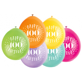 Happy 100th Birthday 9"" Latex Balloons (10 Pack)