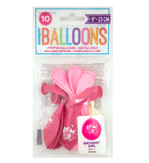 Birthday Girl 9" Latex Balloons (10 Pack)