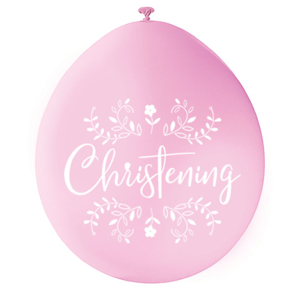 Pink & White Christening 9" Latex Balloons (10 Pack)