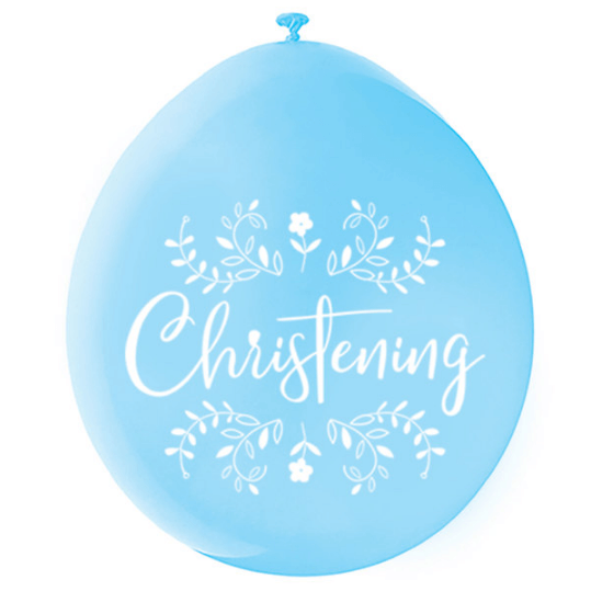 Blue & White Christening 9" Latex Balloons (10 Pack)