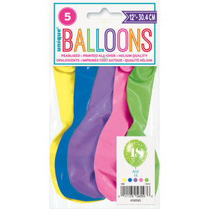 Number 18 12" Latex Balloons (5 Pack)
