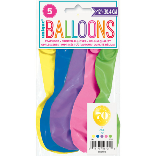 12"Number 70 Latex Balloons (5 Pack)