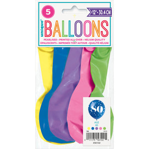 Number 80 12" Latex Balloons (5 Pack)
