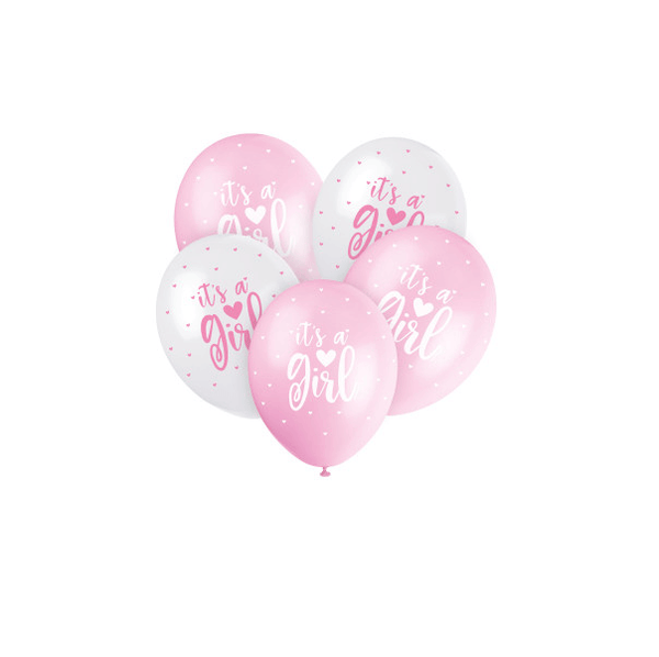 Pink "It's a Girl" 12" Latex Balloons (5 Pack)