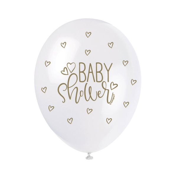 Gold Baby Shower 12" Latex Balloons (5 Pack)