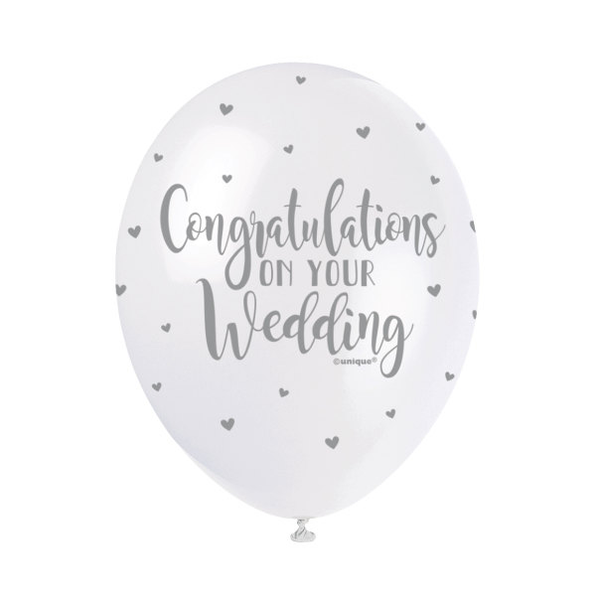 Congratulations on your Wedding 12" Latex Balloons (5 Pack)
